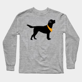 Black Lab Black Labrador Retrievers Pattern in ORANGE Long Sleeve T-Shirt